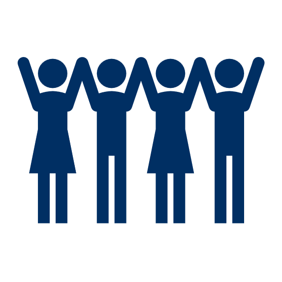 a group of people with their arms up
