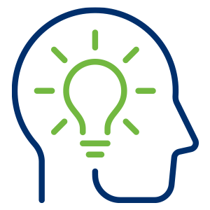 a light bulb in a head