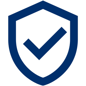 a blue check mark on a shield