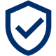 a blue check mark on a shield