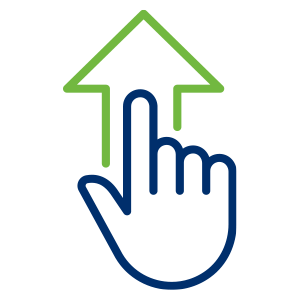a hand pointing at a green arrow