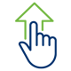 a hand pointing at a green arrow