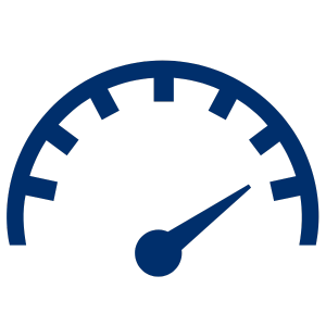 a blue gauge with a needle