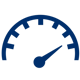a blue gauge with a needle