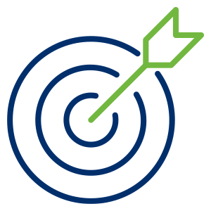 a blue and green dart in a bullseye