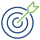 a blue and green dart in a bullseye