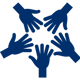 a group of hands in a circle