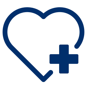 a blue heart with a plus symbol