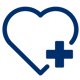 a blue heart with a plus symbol