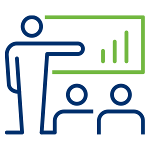 a person pointing at a graph