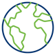 a blue and green line around a globe