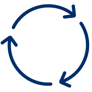 a blue arrows in a circle