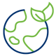 a blue and green line drawing of a planet