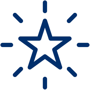 a blue star with rays