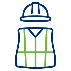 a blue and green vest and hat