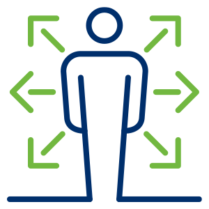 a person with arrows pointing to the side