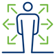 a person with arrows pointing to the side