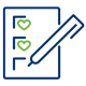 a blue and green outline of a paper with a pen