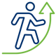 a person walking up a green arrow